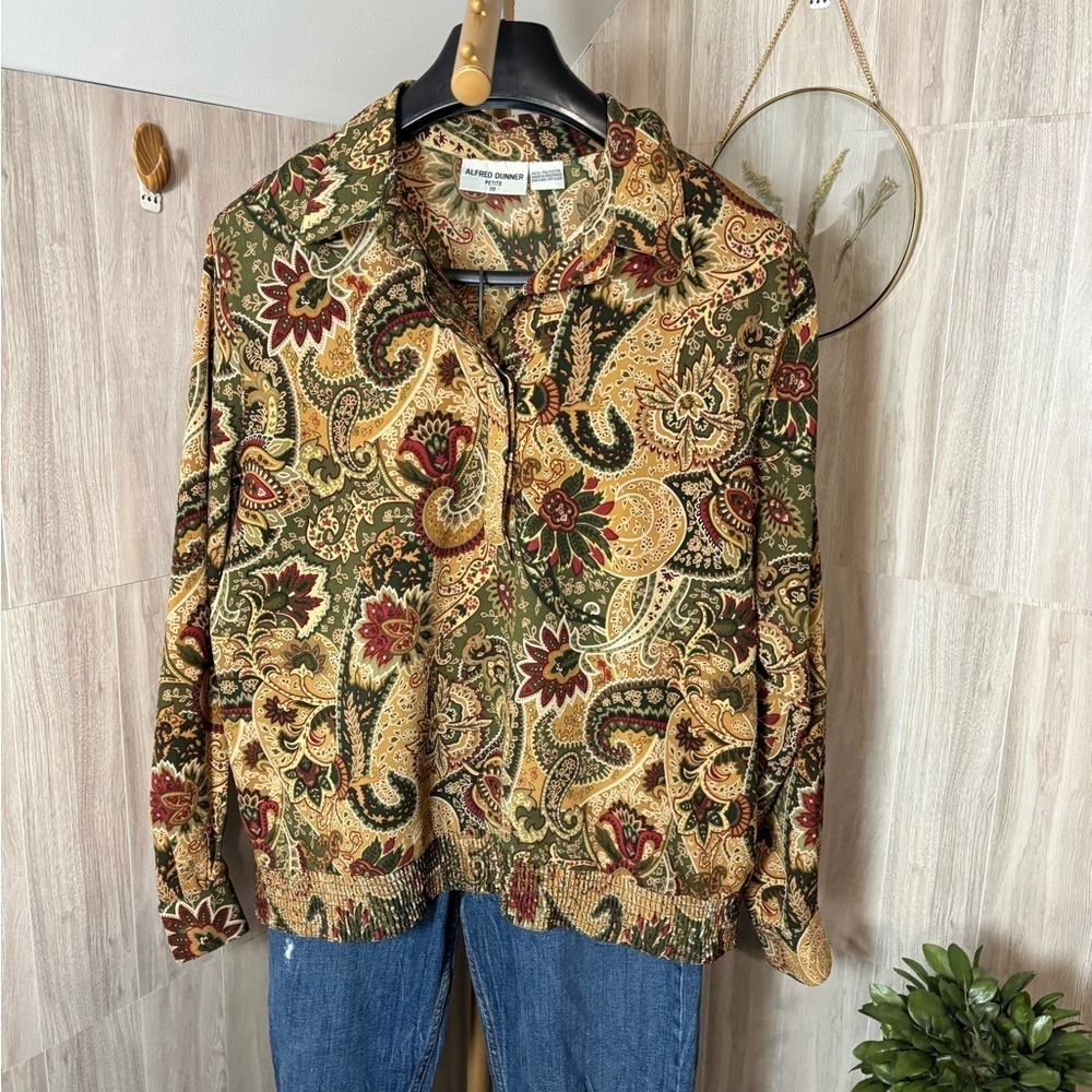 Alfred Dunner Multicolor Paisley Jacket Blouse Top Size 18 Petite